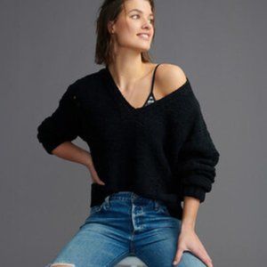 ANTHROPOLOGIE Marla V-Neck BLK SZ:SM